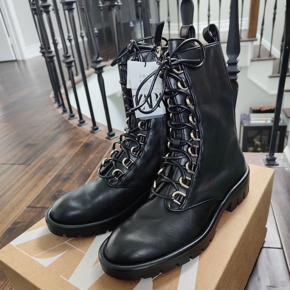 NWT Zara Geniune Leather High Top Boots - Picture 5 of 11
